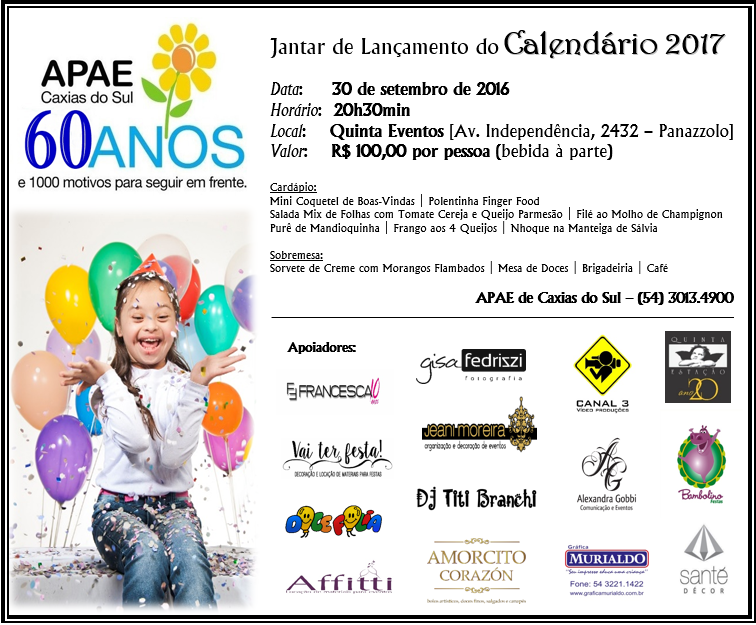 Jantar de lançamento calendário APAE 2017