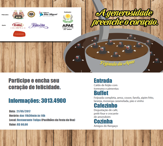 Convite Feijoada APAE Caxias do Sul 2017